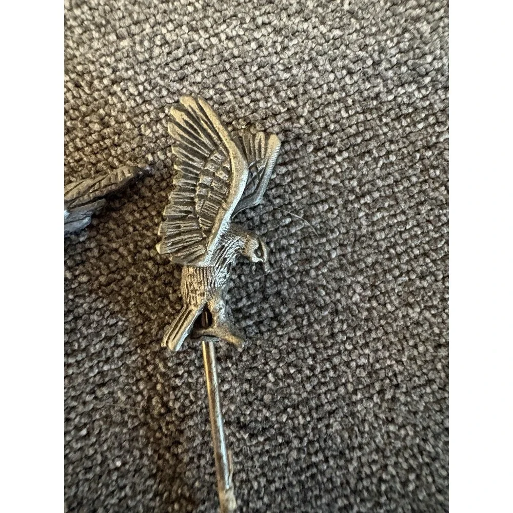 American Bald Eagle Wings Out Stick Pin VINTAGE ORIGINAL + Pheasant Small Pin - Picture 3 of 7